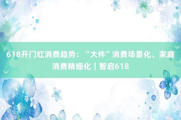 618开门红消费趋势：“大件”消费场景化、家庭消费精细化｜智启618