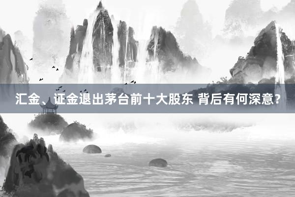 汇金、证金退出茅台前十大股东 背后有何深意？
