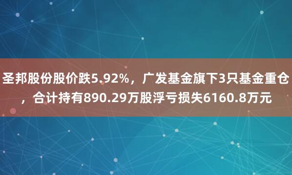 圣邦股份股价跌5.92%，广发基金旗下3只基金重仓，合计持有890.29万股浮亏损失6160.8万元