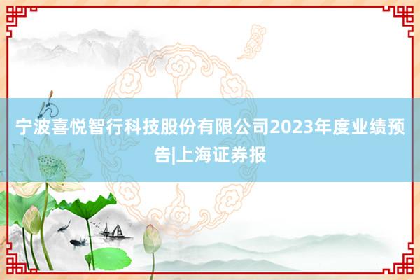 宁波喜悦智行科技股份有限公司2023年度业绩预告|上海证券报