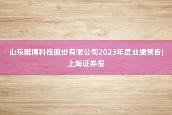 山东雅博科技股份有限公司2023年度业绩预告|上海证券报