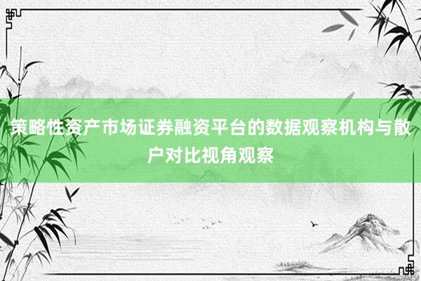 策略性资产市场证券融资平台的数据观察机构与散户对比视角观察
