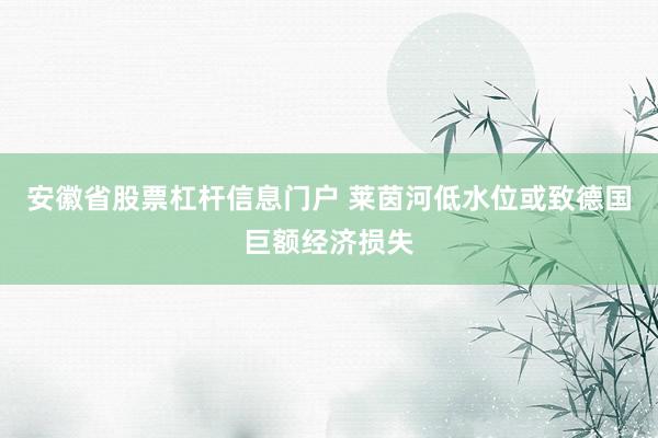 安徽省股票杠杆信息门户 莱茵河低水位或致德国巨额经济损失