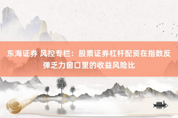东海证券 风控专栏：股票证券杠杆配资在指数反弹乏力窗口里的收益风险比