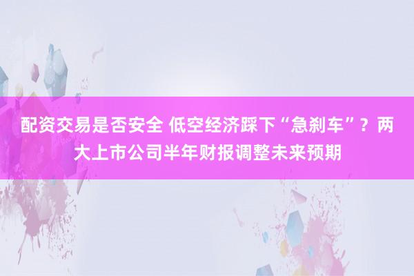 配资交易是否安全 低空经济踩下“急刹车”？两大上市公司半年财报调整未来预期