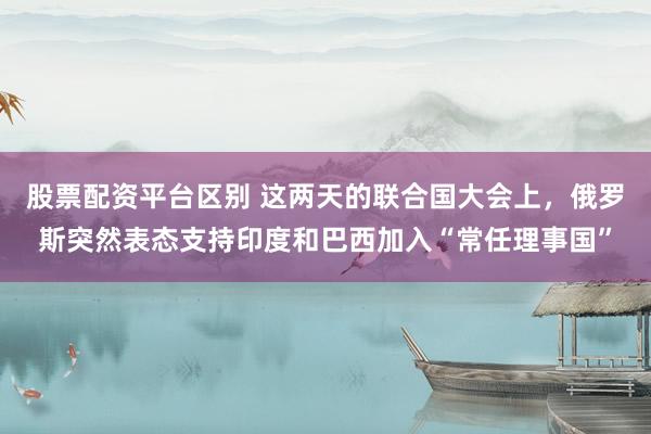 股票配资平台区别 这两天的联合国大会上，俄罗斯突然表态支持印度和巴西加入“常任理事国”